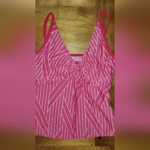 Sunsets 40D Tankini swim top in dark pink and white